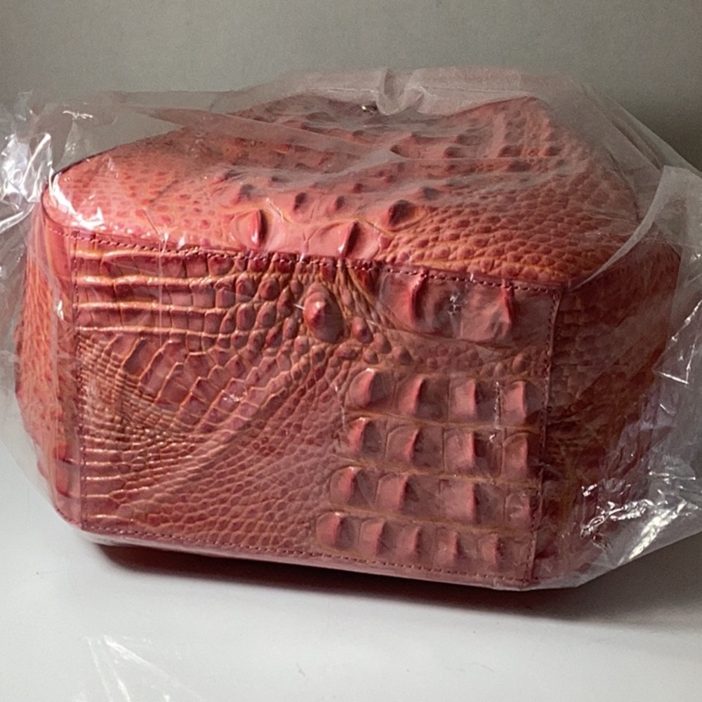 Brahmin Pink Croc-Embossed Drawstring Shoulder Bag - Picture 6 of 7